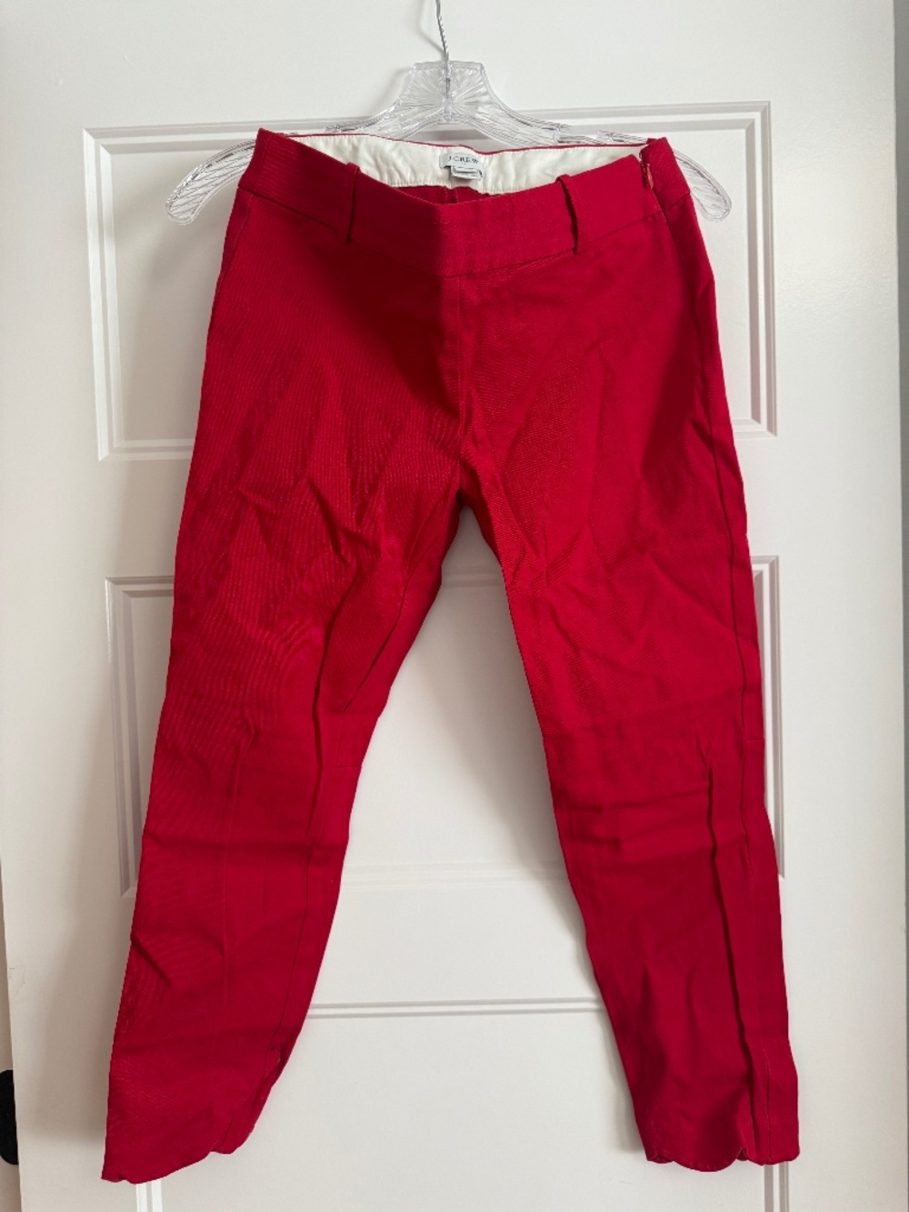 J. Crew Red Scalloped Ankle Pants